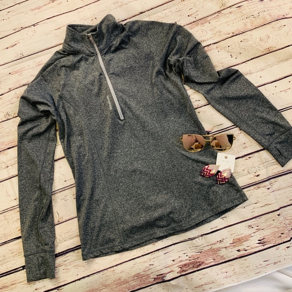 Reebok Gray running/workout quarter zip top